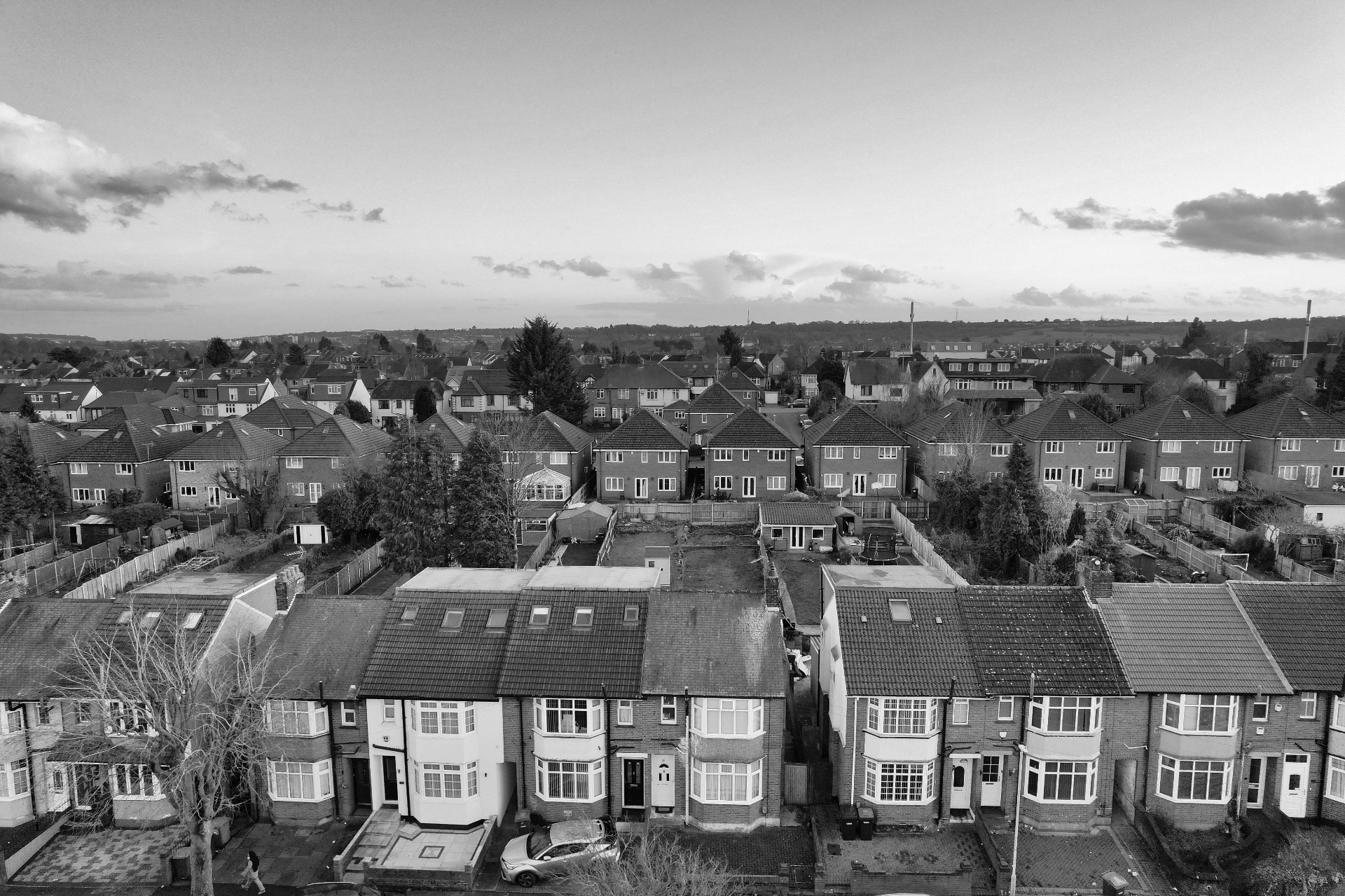 Aerial view of North East houses